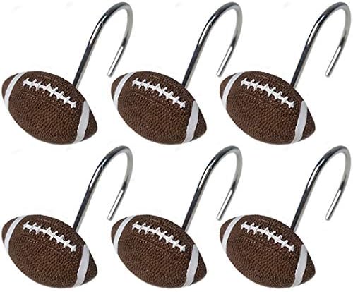 Football-Themed Shower Curtain Hangers Set of 12
