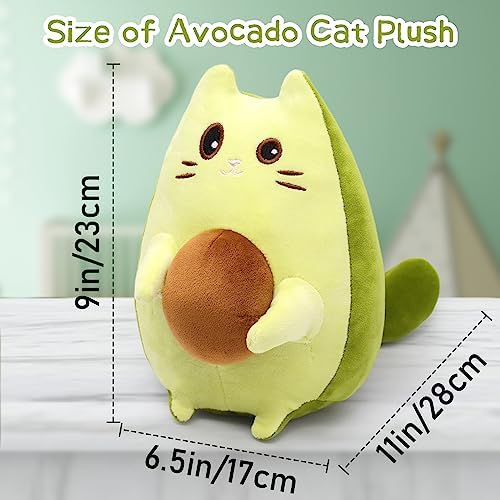 Cuddle on the Go - Cat Stuffed Animal Avocado Pillow for Kids