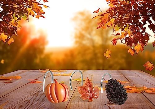 Estmy 12PCS Fall Autumn shower curtain hooks rings