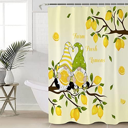 TocaHome Waterproof Summer Shower Curtain Set 72x78 Polygons Machine Washable