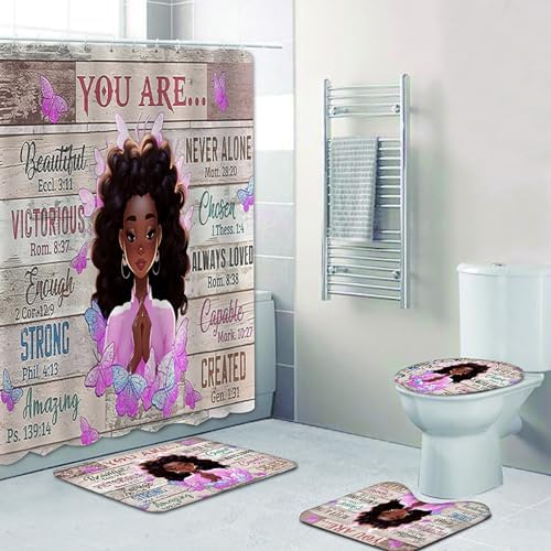 NEWSUYAA Black Girl Bathroom Set Waterproof and Durable Perfect for Daily Use