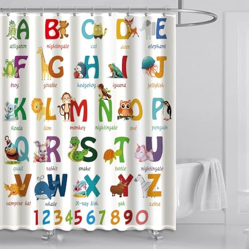 72x72 Dotoom Alphabet bath curtain for kids educational fun