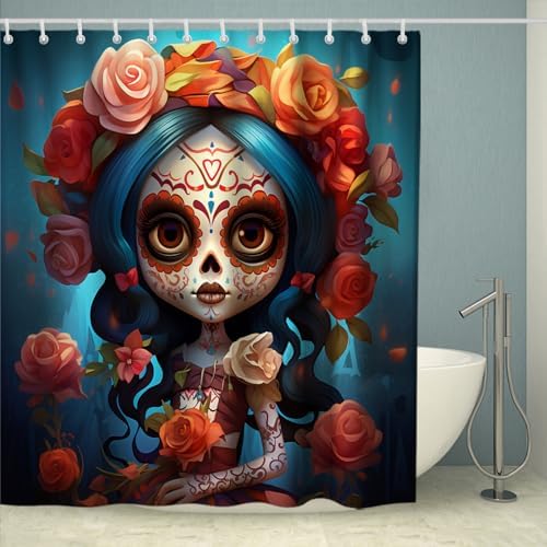 Halloween Zombie Girl Bath Curtain