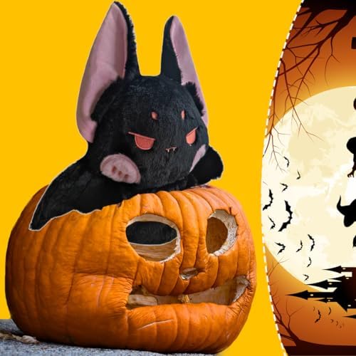 ELAINREN Crazy Black Bat Plush Toy Halloween Stuffed Soft Pillow