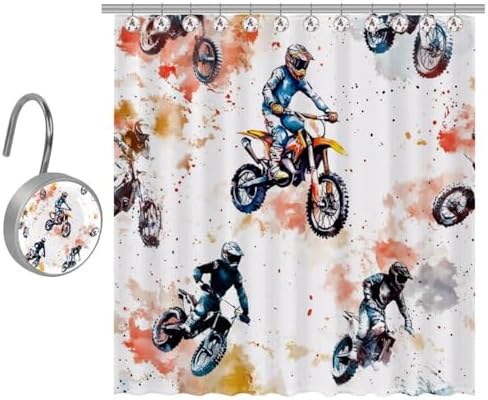Watercolor Motorcross Boys Shower Curtain