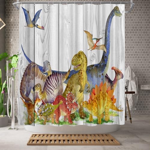 Dinosaur Shower Curtain for Boys 72x72-inch