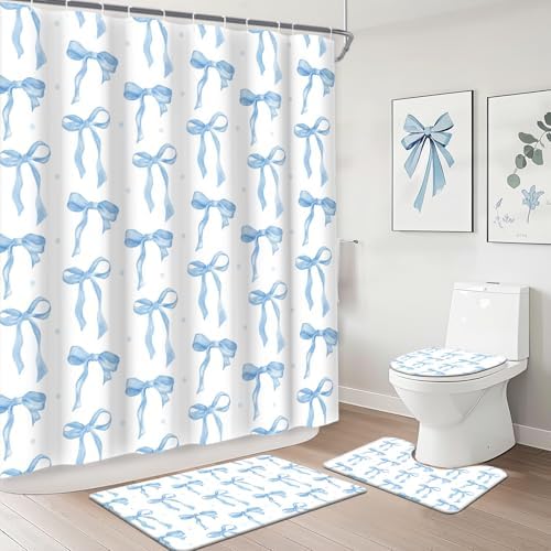 Mehount Blue Bow Bath Set for Girls