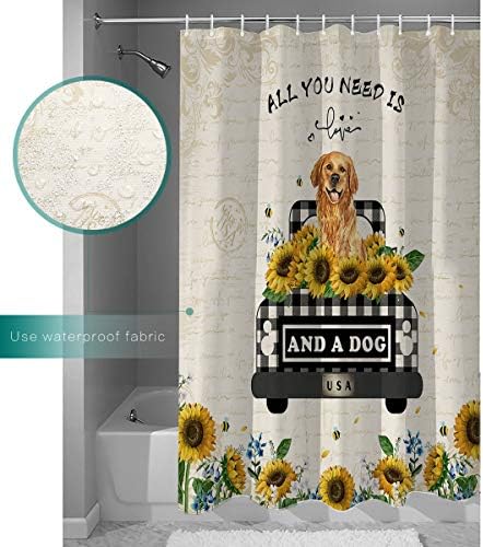 Waterproof Bathroom Shower curtain set 12 hooks Buffalo check plaid modern design