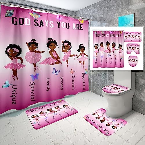 BATATADOCE African Black Girl Shower Curtain Set