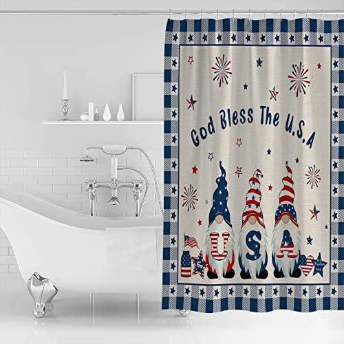 TocaHome 4th of July Gnome Shower Curtain 36x78 Inch