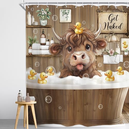 Funny Cow Cute Cattle Bull Bathroom Shower Curtain