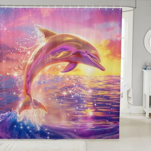Manfei Cute Dolphin Shower Curtain Set