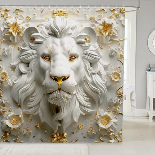 Manfei Wild Lion Shower Curtain Set