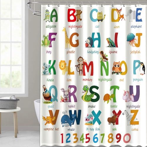 72x72 Dotoom Alphabet bath curtain for kids educational fun