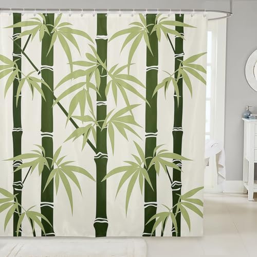 Feelyou Boys Girls Green Bamboo Bath Curtain Set for Kids and Toddlers