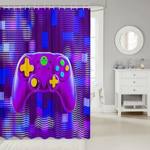 Manfei Gamer Gamepad Kids Shower Curtain Set 72x72