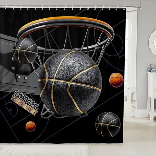 Jeffeloiu Basketball Shower Curtain