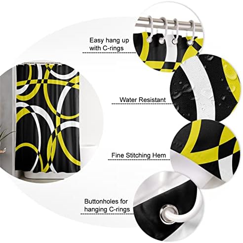 Sturdy waterproof shower curtain for bathroom with abstract geometric design