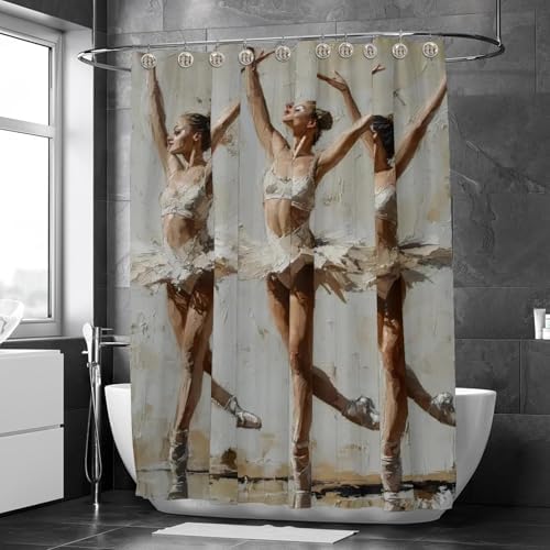 Ballet-Date Design 9-Piece Stainless Steel Shower Curtain Set 48x72 inches