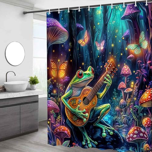 Cutie Kids Playful Frog Butterfly Shower Curtain