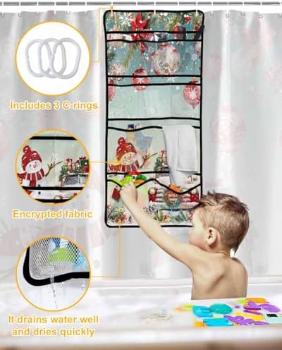 Christmas Snowman Waterproof Shower Curtain