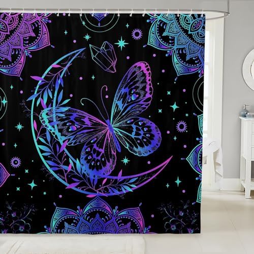 Vibrant Bohemian Gradient 72x78 Washable Bath Curtain for Kids