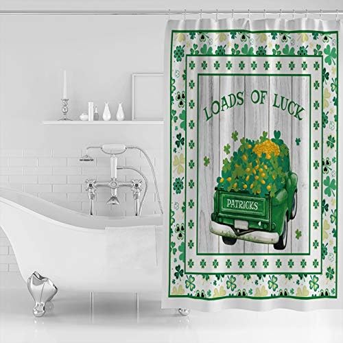 TocaHome Wooden Grain St Patricks shamrock waterproof shower curtain set