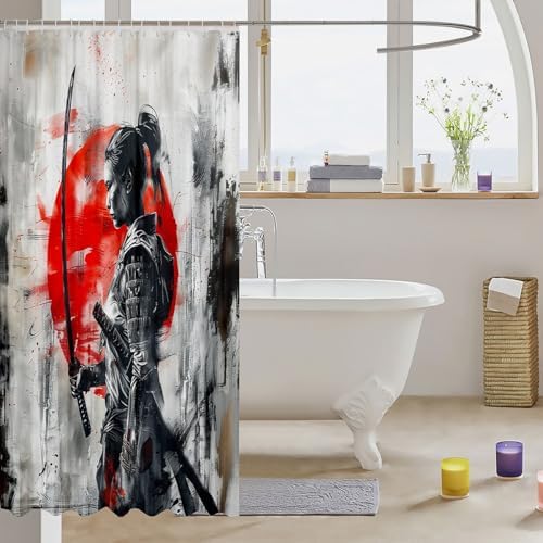 Samurai Bath Sets for Kids - 72x84 Black Red