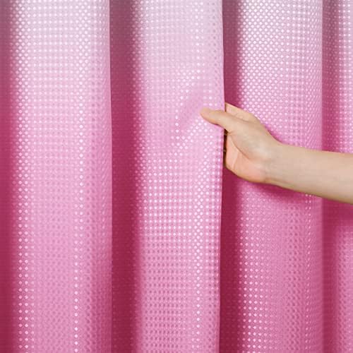 Light Pink Shower Curtain Set with 12 Metal Hooks for the Bathroom