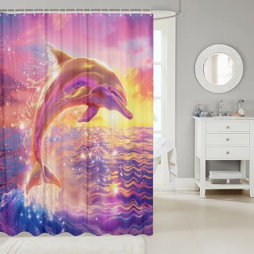 Manfei Cute Dolphin Shower Curtain Set