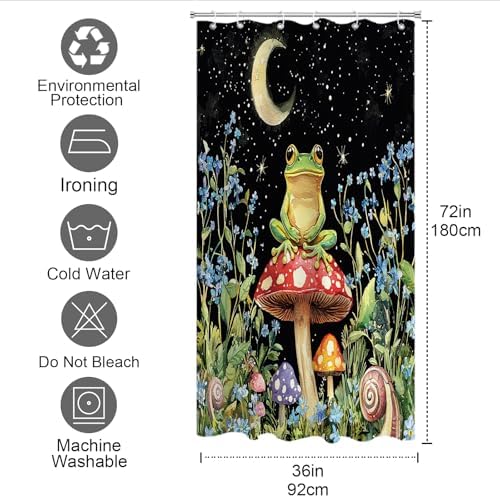Funny Mushroom Shower Curtain with Hooks Set