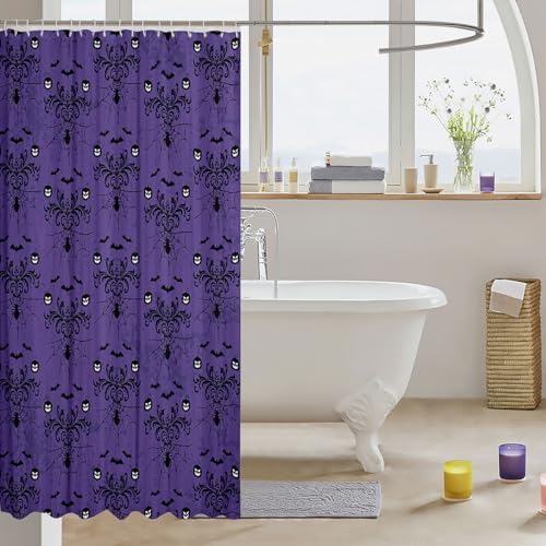 Manfei Halloween Bats Shower Curtain Set