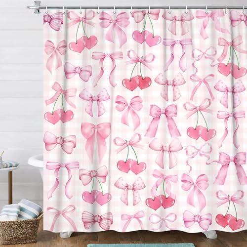 JAWO Cute Pink Bow Shower Curtain