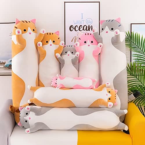 Cute Long Cat Plush Body Pillow Kawaii Cat Plushie for Kids