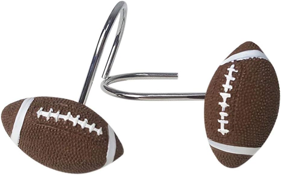 Football-Themed Shower Curtain Hangers Set of 12