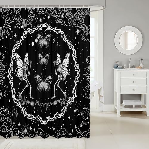 Manfei Butterfly Kids Shower Curtains - Rainbow Butterfly Bat