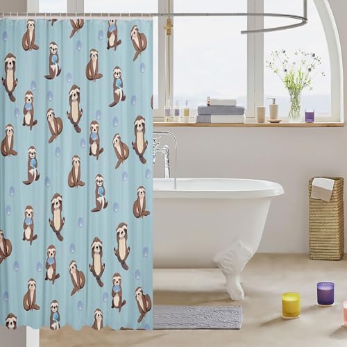 Feelyou Kawaii Seaworld 72x72 Blue Ocean Shell Bath Curtain