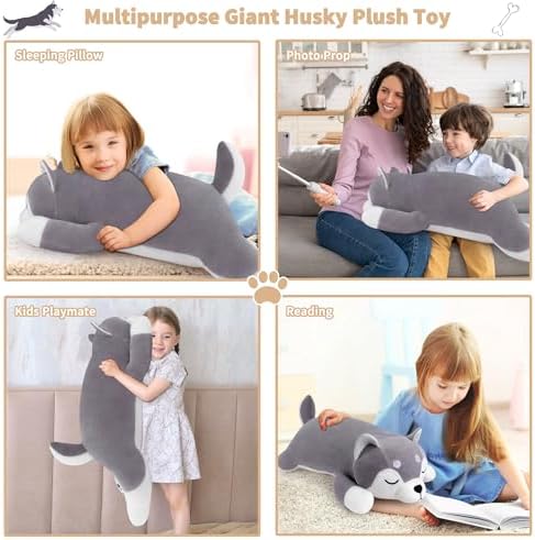 Husky Plush Pillow 30 Soft Cozy