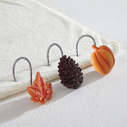 Estmy 12PCS Fall Autumn shower curtain hooks rings