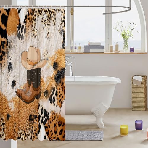 Feelyou Cowhide Shower Curtain 72X72 Leopard Print