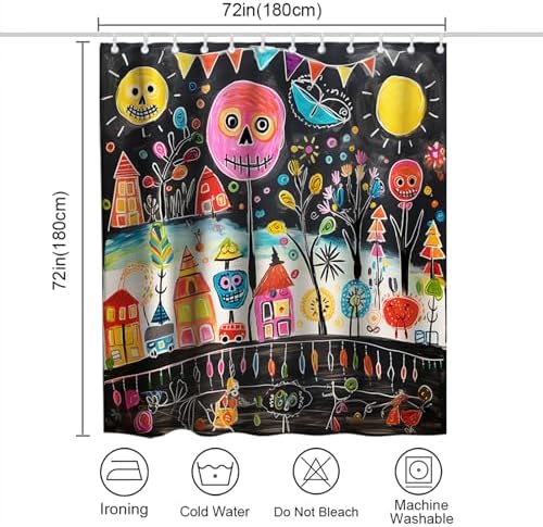 OTRANTO Funny Abstract Skull Shower Curtain Set