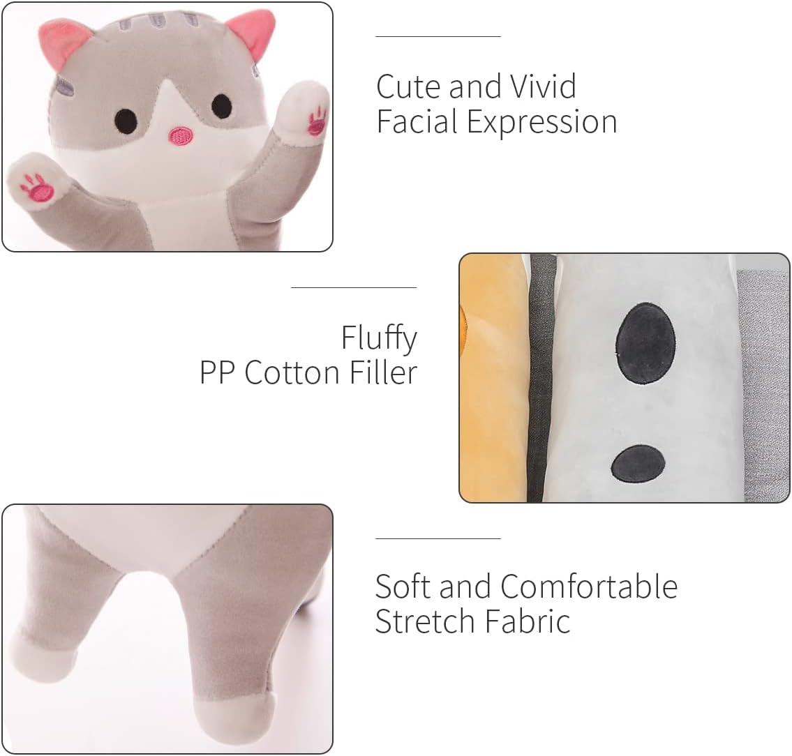 Cute Long-Legged Cat Body Pillow for Kids and Adults