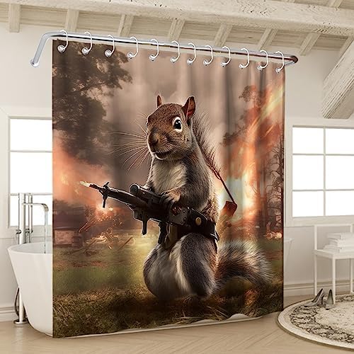 Elevate your bathroom with the Handsome War Rat shower curtain set