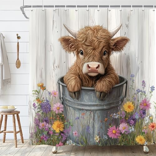 Sokdcam Farmhouse Cow Shower Curtain