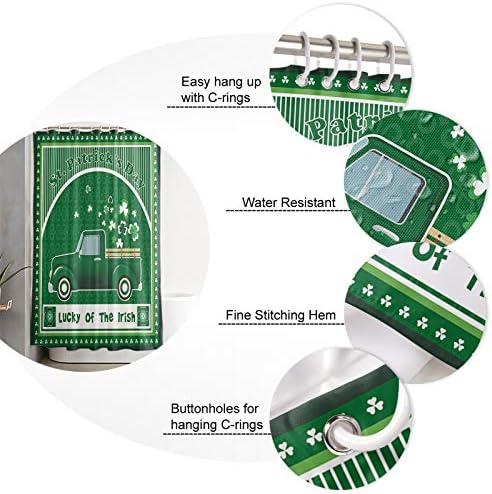 Waterproof Shower Curtain with Hooks St Patrick Day Shamrock Truck