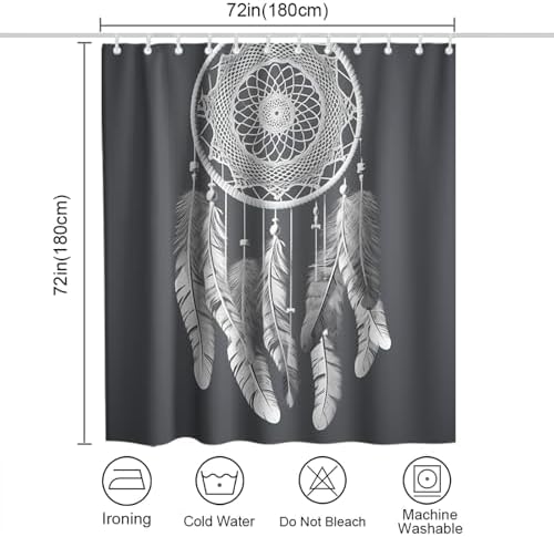 OTRANTO Gray Wind Chime Shower Curtain Set for Boys -