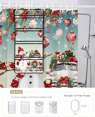Christmas Snowman Waterproof Shower Curtain