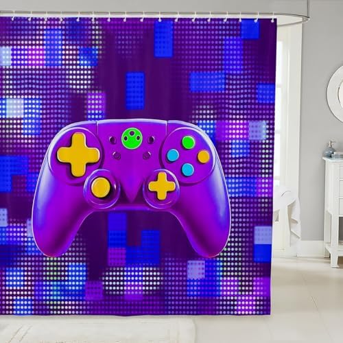Manfei Gamer Gamepad Kids Shower Curtain Set 72x72