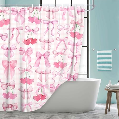 JAWO Cute Pink Bow Shower Curtain