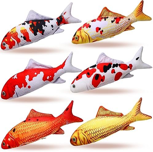 Bargv Six-Piece 12-Inch Fish Plush Pillow for Kids and Cats